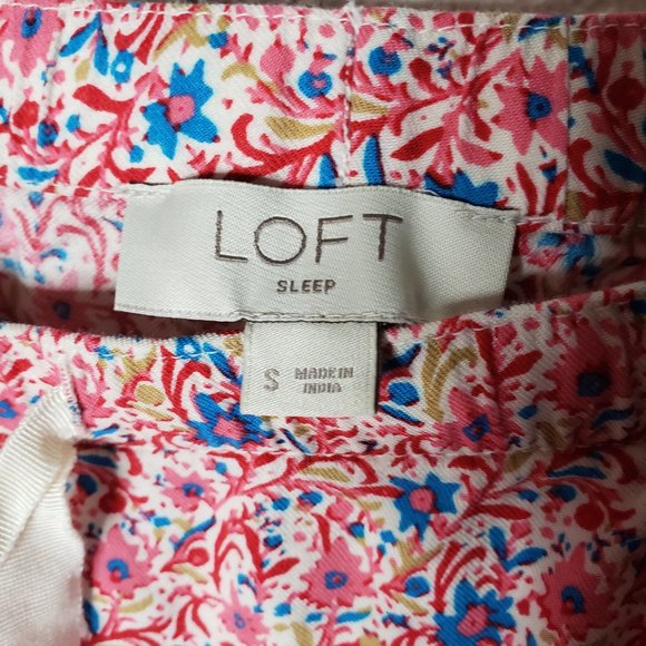 Loft Women's Sz S Classic Floral Pajamas Button Front Top Cropped Pant (1240) - Picture 11 of 11